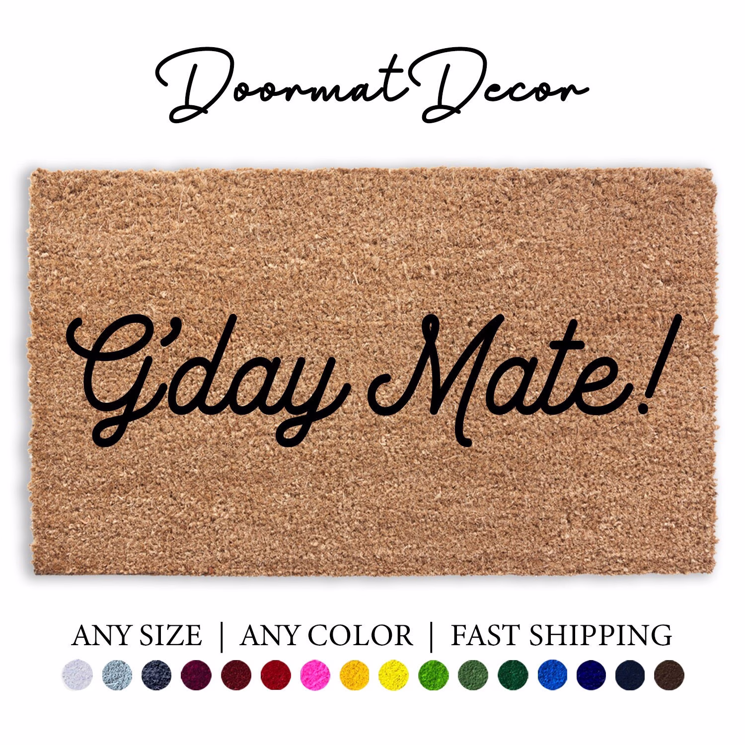 G'day Mate Doormat, Australian Aussie Outdoor Welcome Mat, Personalized Door Custom Good Day Gift Decor