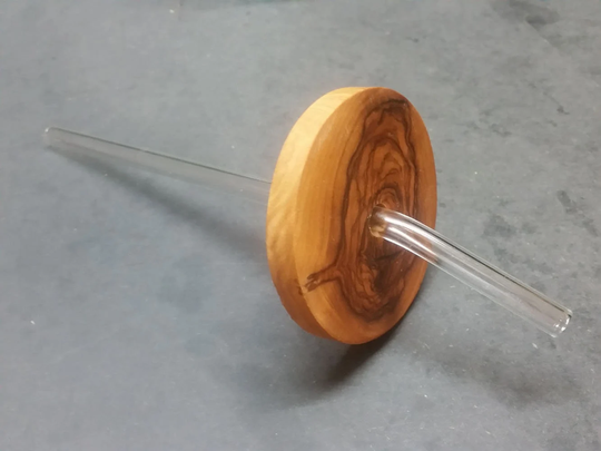 Protective Lid With Rim For Glasses, Optionally Glass Straw, Made Of Olive Wood