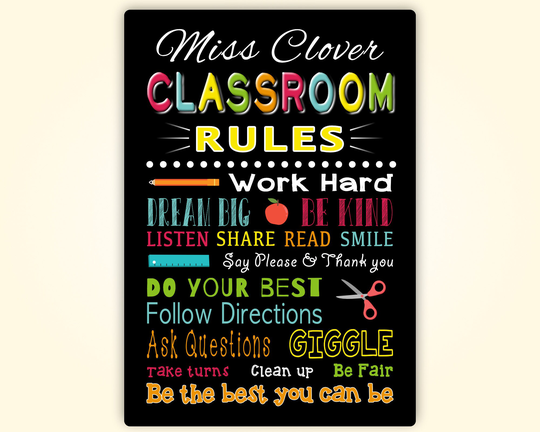 Personalised Teacher Classroom Rules Gift - Metal Sign Perfect For End Of Term Gifts