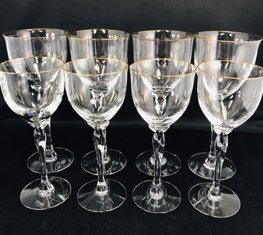 8 Lenox Unity Gold Trim Wine & Water Goblets
