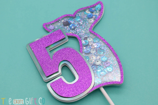 Mermaid Tail Glitter Shaker Cake Topper, Mermaid, Birthday, First Numbers, Custom