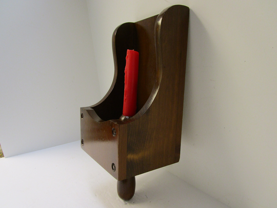 Vintage Colonial Wooden Wall Sconce Handmade Taper Mission Amish Shaker Candle Holder Mahogany Wood Scuttle Style