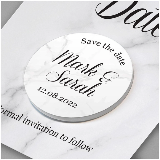Marble Save The Date Cards Fridge Magnets - Personalised Effect Classic
