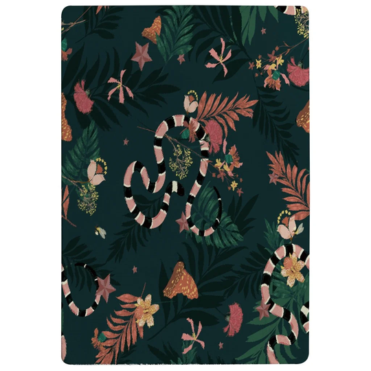 Lassen Beautiful Dark Forest Designer Shaggy Green/Orange/Blue Rug