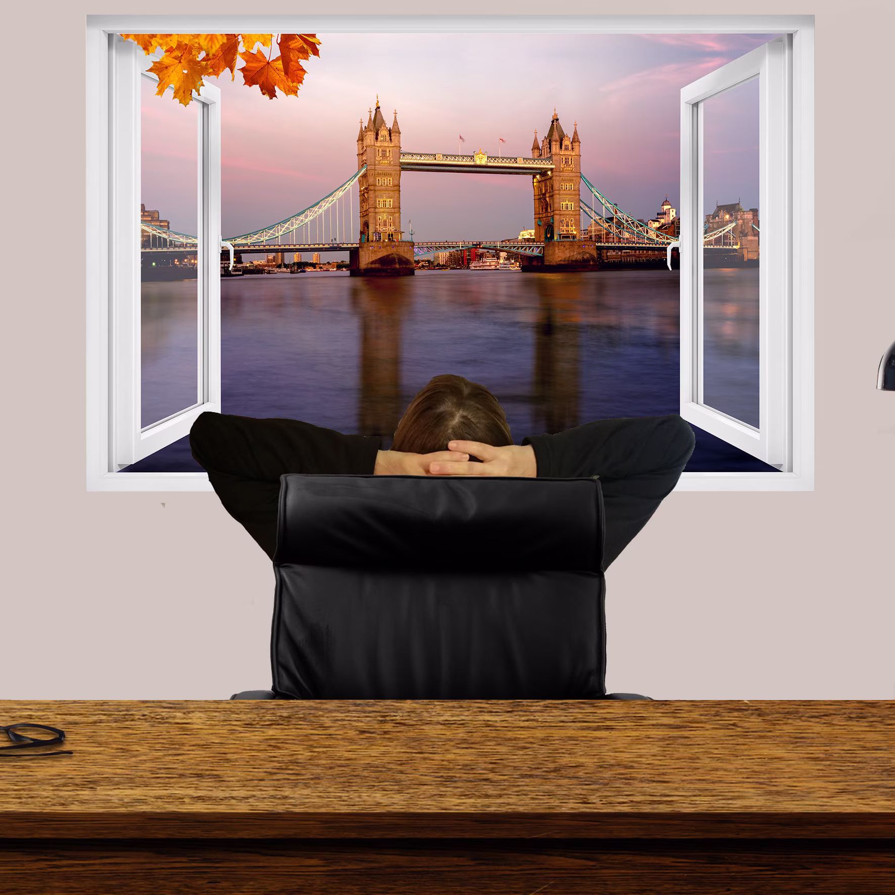 London River Thames Tower Bridge Wall Sticker Art Poster Mural Transfer Decal Print Living Room Home Nursery Office Shop Decor Id333