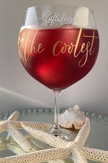 The Coolest Mom Extra Large Wine Glass, Xl Cocktail Goblet, Gift For Mother's Day, Giant Hand Painted in Liquid Gold Crystal Glass