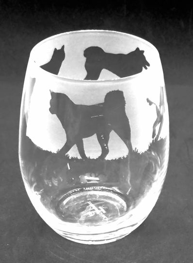 36Cl Stemless Wine/Water Glass With Akita Design