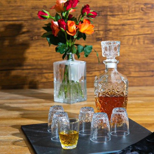 7 Piece Dedalo Whiskey Decanter Set