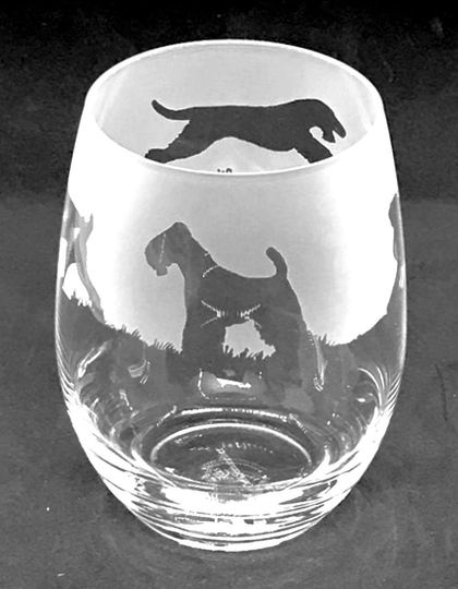 36Cl Stemless Wine/Water Glass With Airedale Terrier Design
