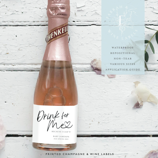 Personalised Drink For Me Wine Label |Pregnancy Announcement |Champagne Labels |Baby |We're Pregnant|Baby On The Way