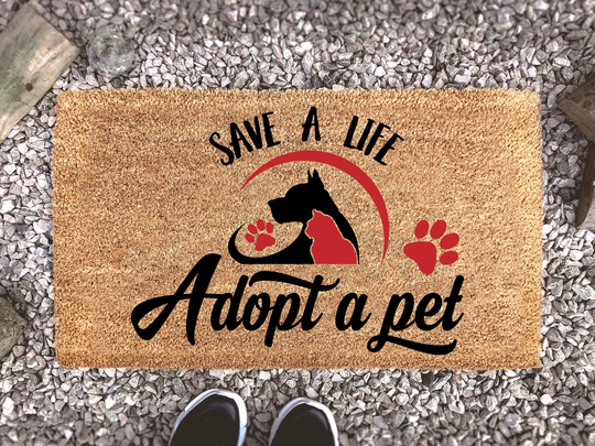 Adopt A Pet Doormat - Dog Lover Gift Decor Cat Gifts Don't Shop