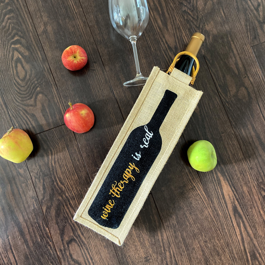 Natural Burlap Wine Bag With Wooden Handle Jute Wine Bottle Bag Funny Quote Burlap Gift Lover Idea Tote