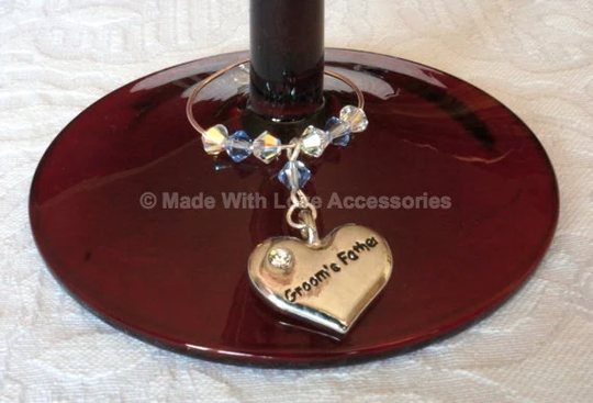 Groom's Father Gift - Wine Glass Charm, Wedding Favours Of The Groom Top Table Decorations Accessories Bridal Party