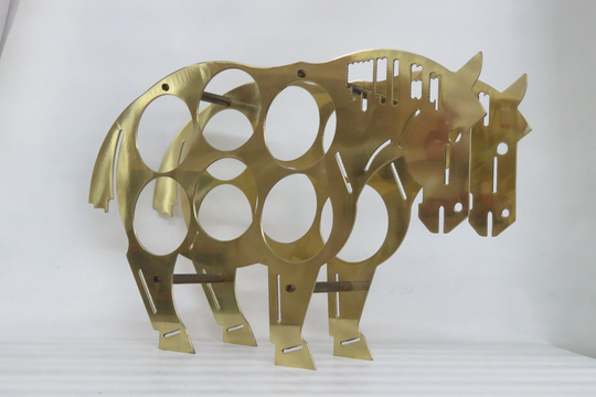 Italian Mid Century Modern Brass Horse Wine Rack