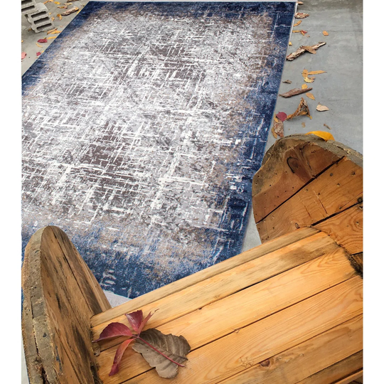 Sarver Flatweave Navy/Grey Rug