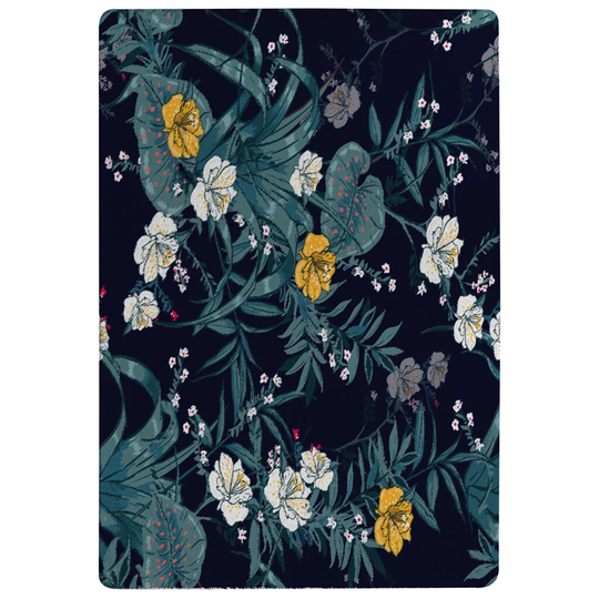 Munson Flowers Shaggy Dark Blue Rug