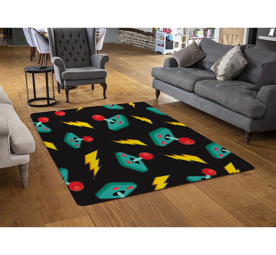 Mabrey Retro Video Game Joystick Designer Shaggy Green/Black Rug