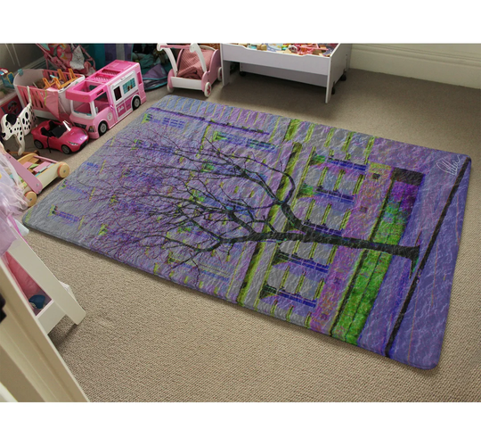 Thorpe Lonely Tree Designer Shaggy Purple Rug