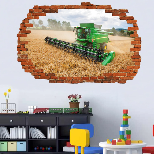 Machinery Wheat Field Combine Harvester Wall Sticker Art Poster Mural Transfer Decal Print Living Room Home Nursery Office Shop Decor Id320