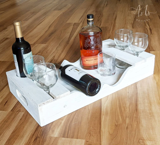 Wood Food & Wine Tray, Rustic Charcuterie Tasting Serving Platter, Ottoman Pouffe, Wedding Anniversary Gift, New Year, Christmas
