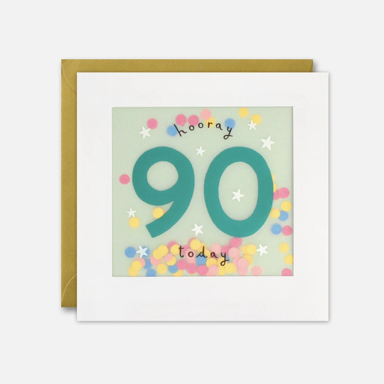Age 90 Birthday Card With Colourful Paper Confetti - Shakies By James Ellis