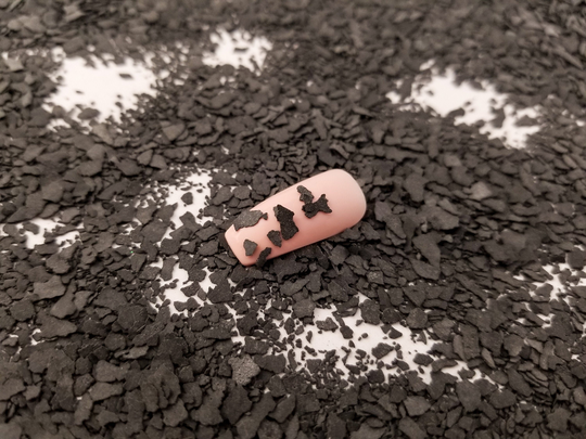 Black Multi-Sized Terrazzo Flake, Resin Supplies Kawaii Deco Glitter, Epoxy Uv Embellishment, Slime Supplies, Nail Art