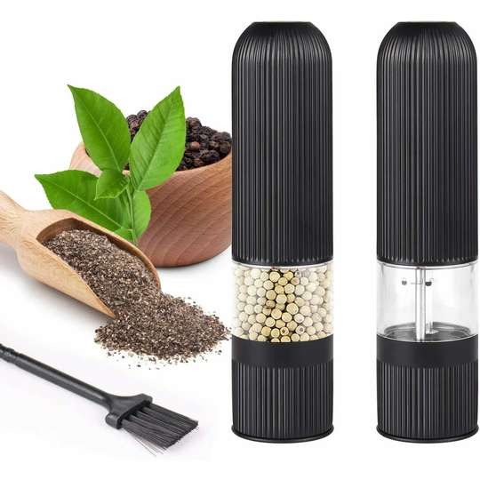2X Light Up Electric Auto Salt Pepper Mill Adjustable Electronic Grinder Shaker