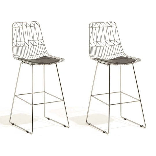 Set Of 2 Metal Bar Chairs Silver