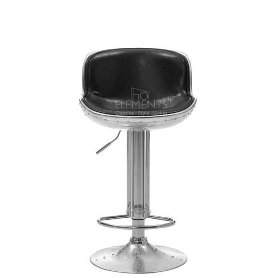 Aviation Bar Stool Black PU Leather UK Stock FREE Delivery
