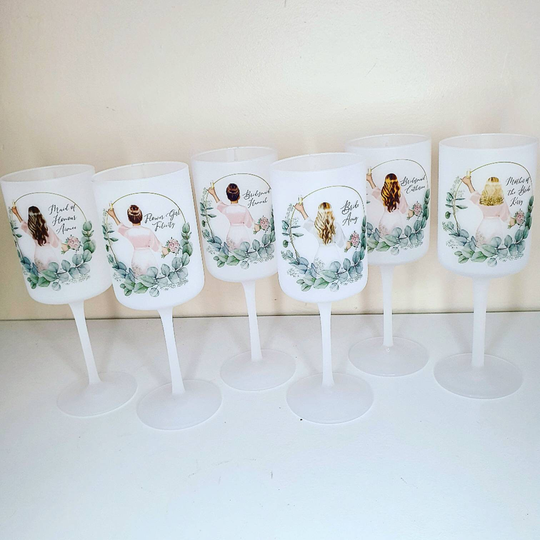 Personalised Name Mrs Bride To Be Champagne Flute - Floral Eucalyptus Wreath Hen Party Glass Engagement Bridesmaid Gift Wine Goblet