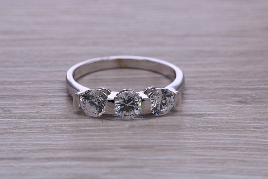 1.50Ct 3 Stone Moissanite Diamond Set Platinum Ring