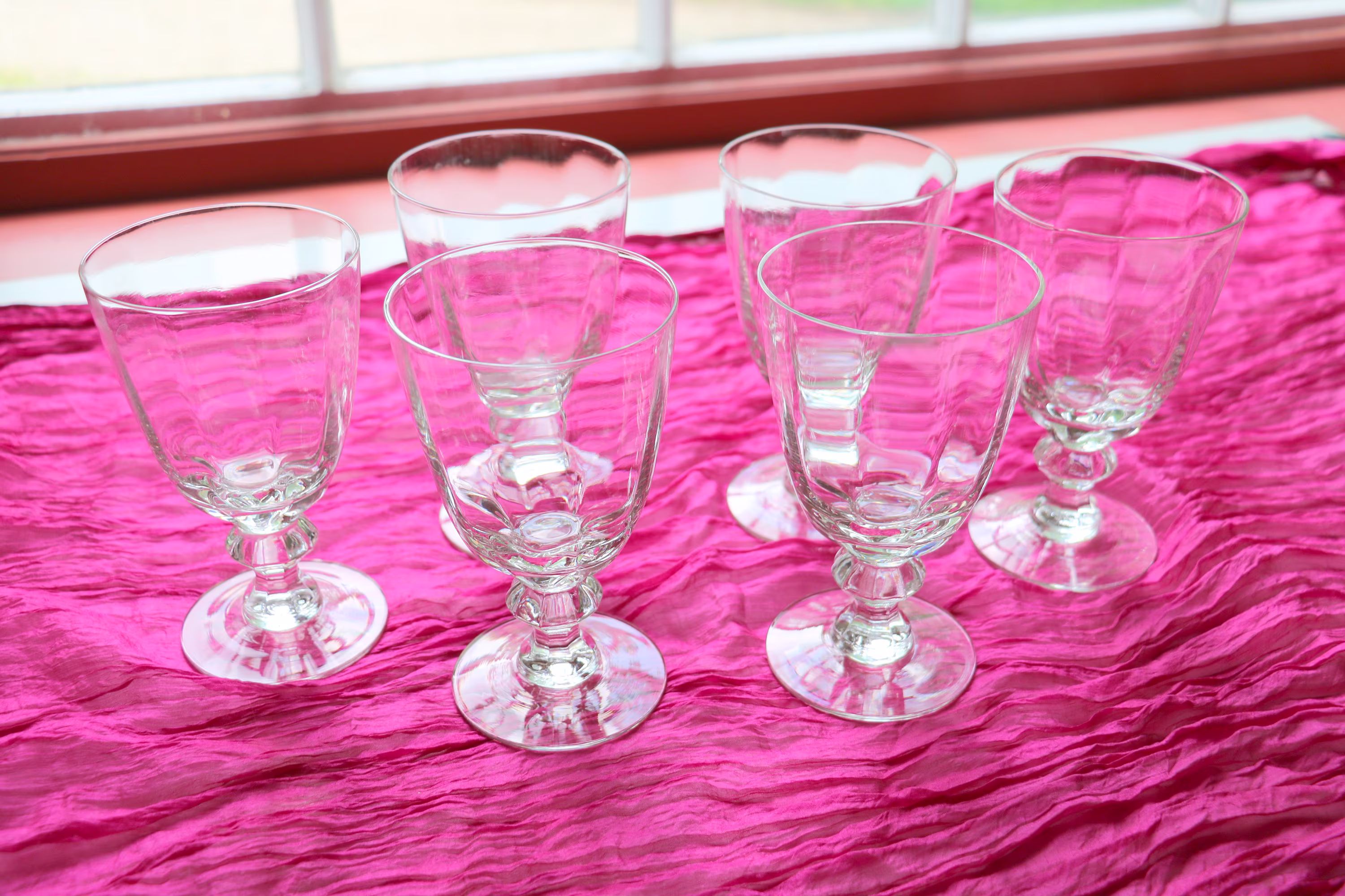 Fine Antique Hand Blown Crystal Goblets - Set Of Six