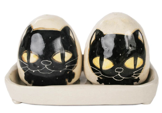 Coraline Handmade Ceramic Cruet Set Small Black | 9cm X 6cm