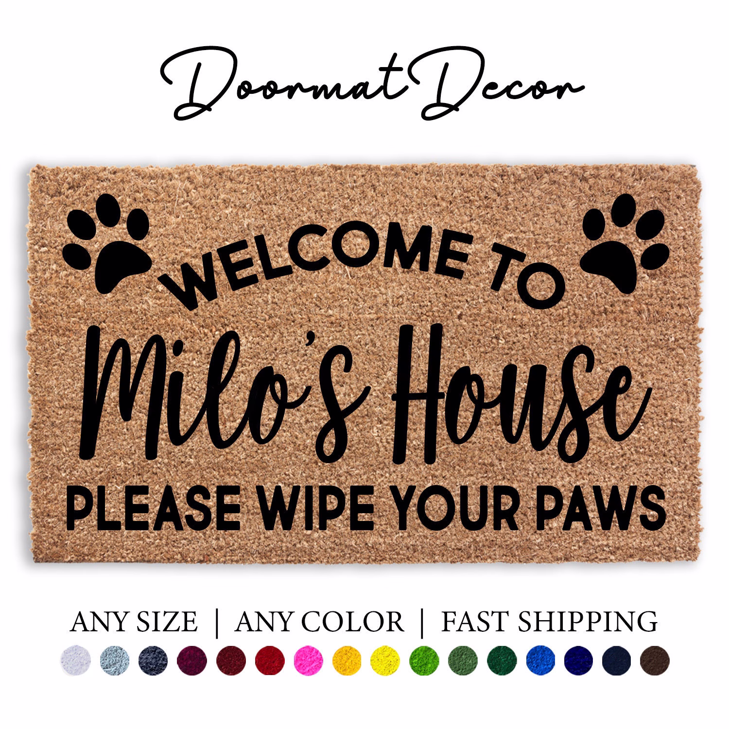 Personalized Pet Name Doormat, Welcome To Pets Home, Flocked Coir Door Mat Gift, Outdoor Dog Cat Rug, Love, Custom Doormat