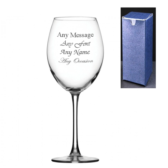 Personalised Engraved Enoteca 19Oz Large Wine Glass With Gift Box - Any Message Engraved