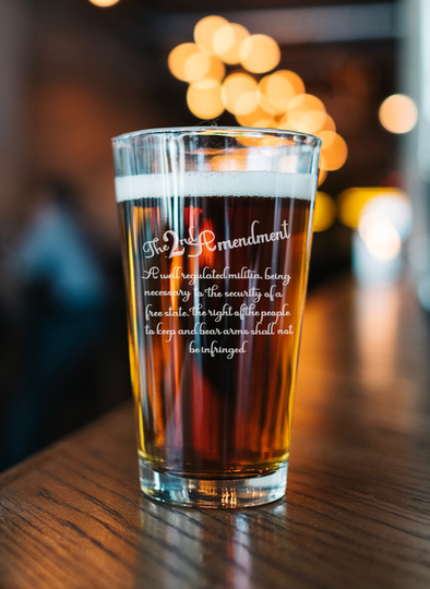 2nd Amendment Beer Glass, Patriot Pint America Glass