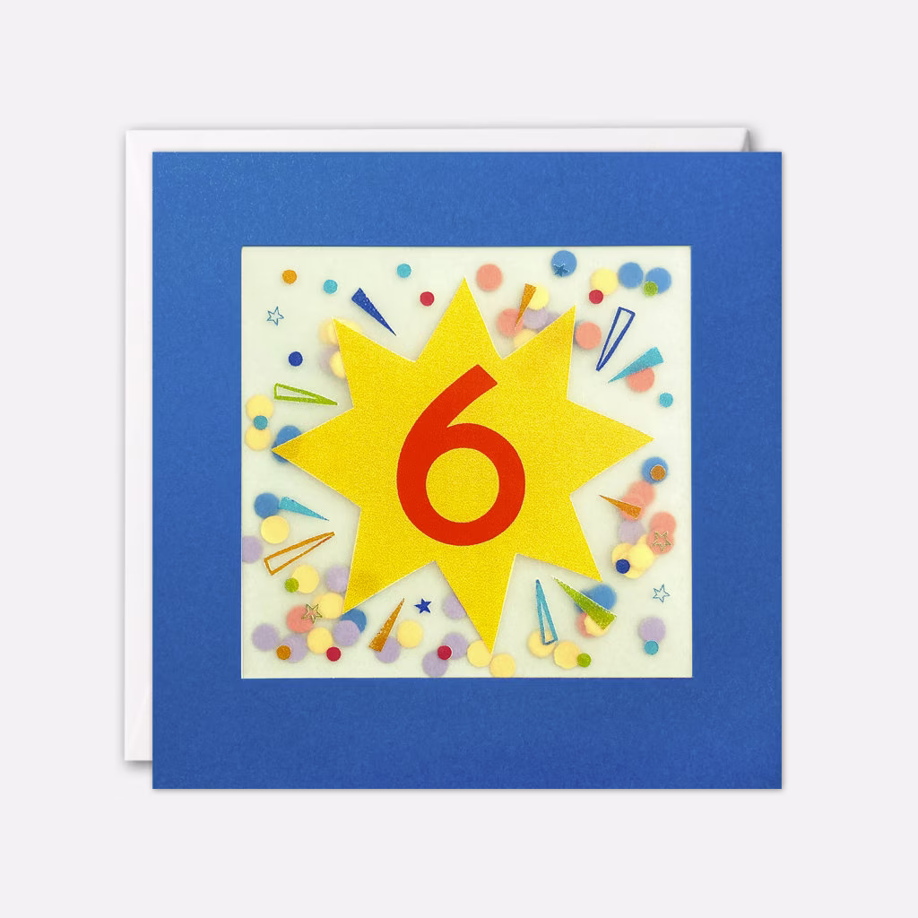Age 6 Star Birthday Card With Paper Confetti - Shakies By James Ellis