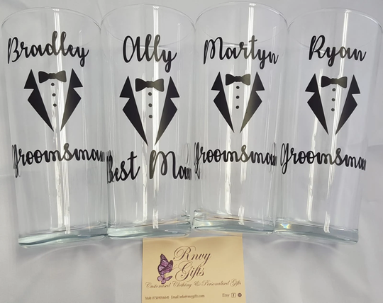 Groomsman Glasses, Personalised Beer Glass