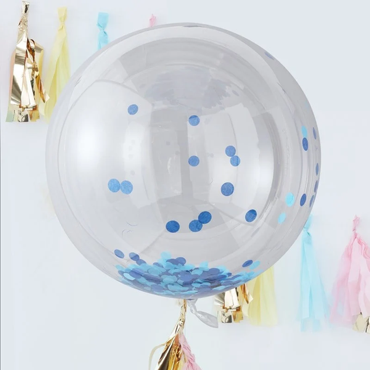 Large Blue Orb Balloon// Filled With Confetti // 36 Inch Party Balloons// Giant Helium Balloon Birthday Decorations// Baby Shower
