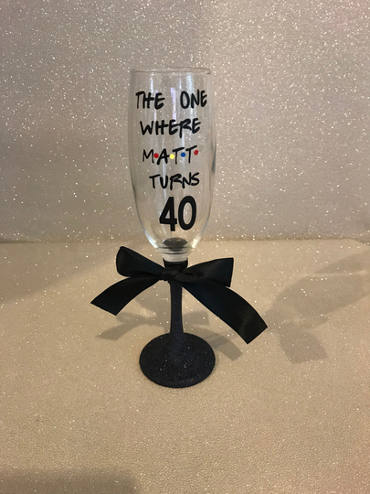 Personalised Champagne Glass, Birthday 40Th Gift, Glass For 40Th, Friends Age Gift Her
