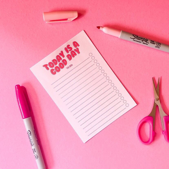 A5 Or A6 Notepad To-Do List | Today Is A Good Day 40 Pages Tear Off Page Magnet Pink, Red & White Checklist