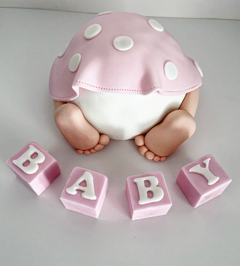 Cute Baby Bum & Feet Cake Topper 1st Birthday, Christening, Shower, Pink Blue Neutral With