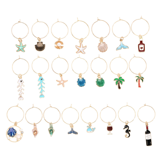 22Pcs Ocean Style Wine Glass Charms Identifiers Wine Glass Charms Markers