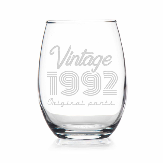 1992 Vintage Original Birthday Stemless Wine Glass - 29Th Gift, Glass, Gift For Her, Friend