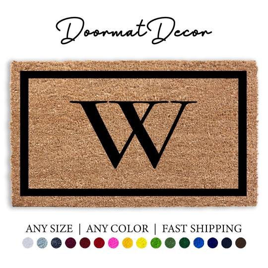 Monogram Border Personalized Doormat, Outdoor Coir Rug, Patio Summer Home Decor, Porch Large Door Mat, Front Welcome Mat