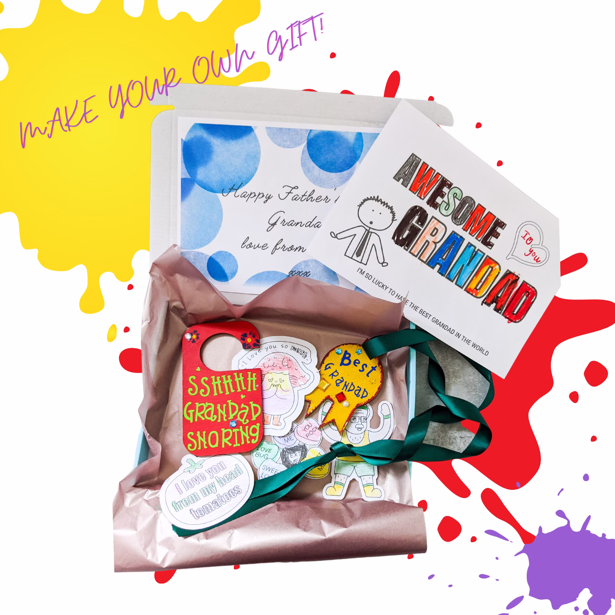 Grandad Gift Set, Personalised Gift, Craft Your Own Grandpa Grandfather Keepsake Card, Fathers Day Kit
