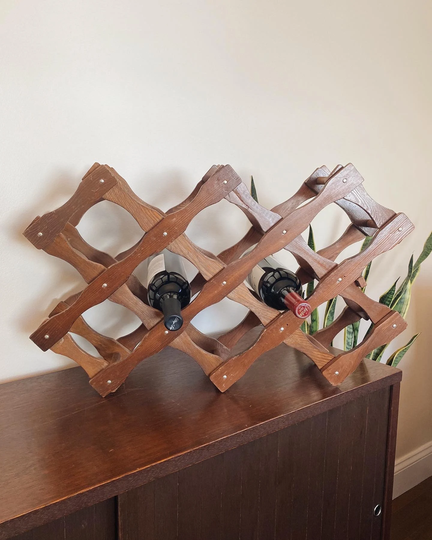 Vintage Wooden Collapsible Wine Rack - Holder Decor