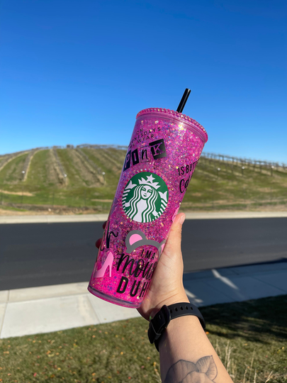 Mean Girls Starbucks Snowglobe Tumbler, Burn Book Pink Glitter Tumbler
