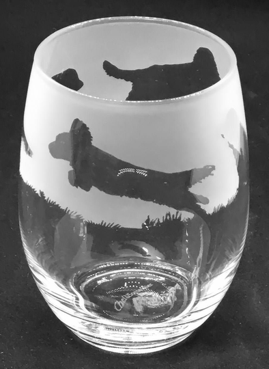 36Cl Stemless Wine/Water Glass With Cocker Spaniel Dog Design
