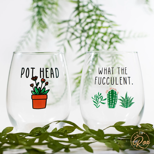 Funny Succulent Gift-What The Fucculent-Plant Wine Glass-Pot Head-Cacti-Plant Lovers Gift Ideas-Gifts For Plant Lovers-Succulents